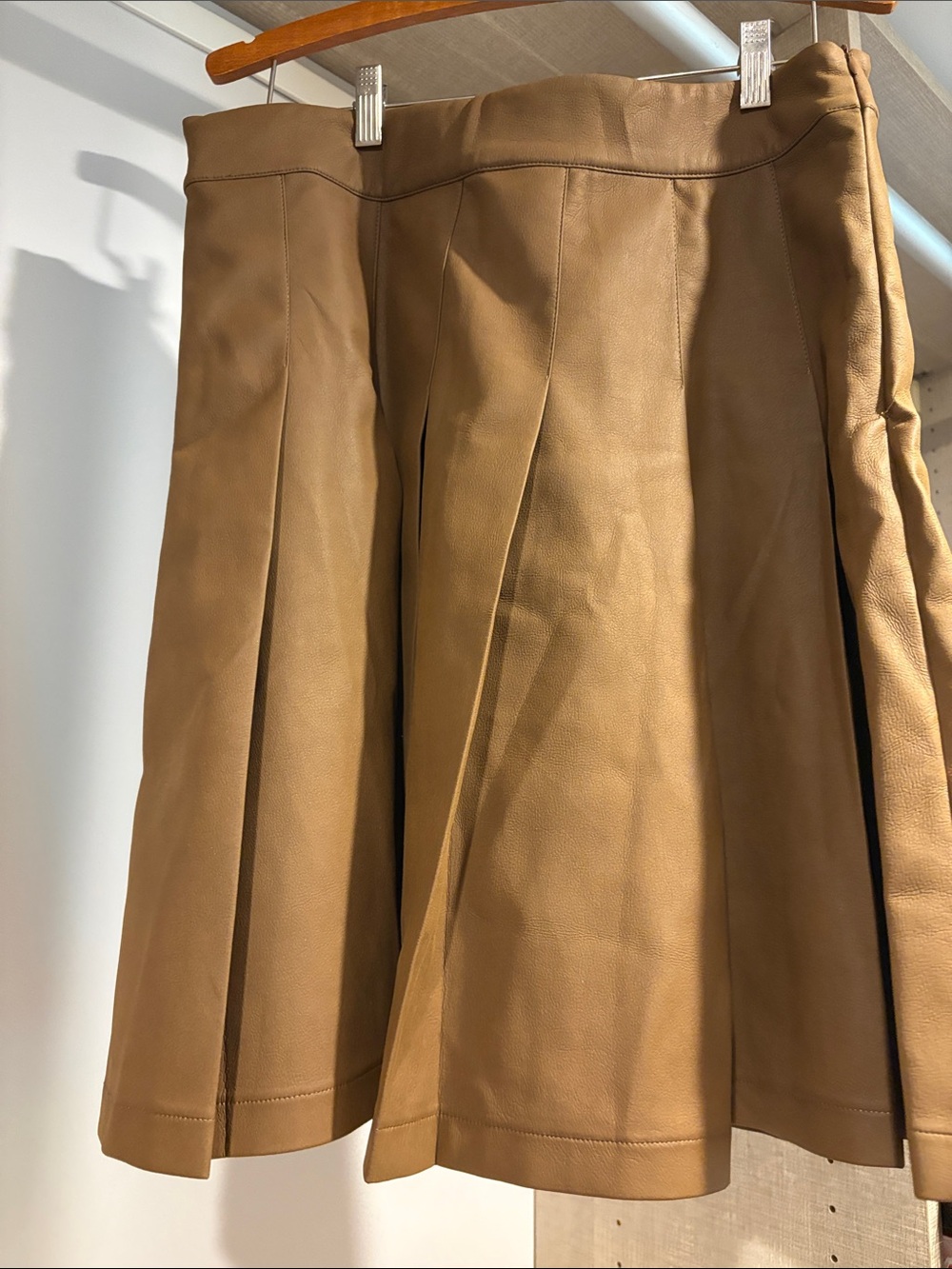 Recollections Tan Faux Leather Skater Skirt